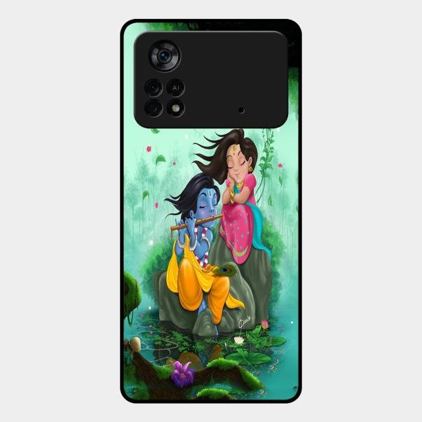 Divine Harmony Radha Krishna Glass Phone Case For Poco X4 Pro 5G
