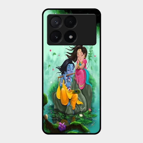 Divine Harmony Radha Krishna Glass Phone Case For Poco X6 Pro 5G