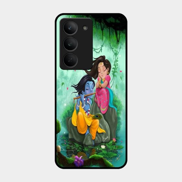 Divine Harmony Radha Krishna Glass Phone Case For Realme 14X 5G