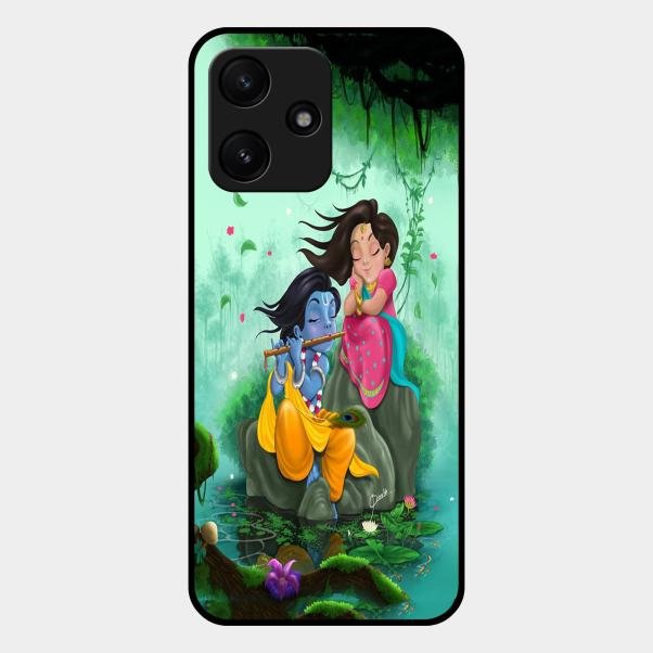 Divine Harmony Radha Krishna Glass Phone Case For Redmi 12 5G