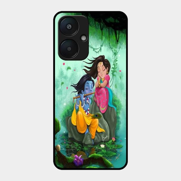 Divine Harmony Radha Krishna Glass Phone Case For Redmi 13C 5G
