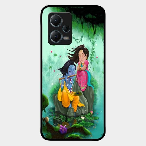Divine Harmony Radha Krishna Glass Phone Case For Redmi Note 12 5G