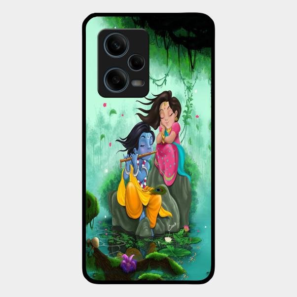 Divine Harmony Radha Krishna Glass Phone Case For Redmi Note 12 Pro 5G