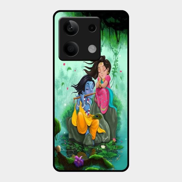 Divine Harmony Radha Krishna Glass Phone Case For Redmi Note 13 5G