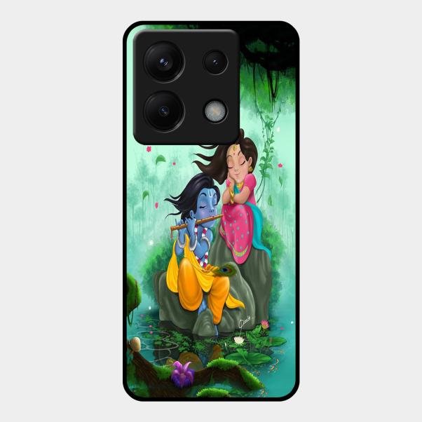 Divine Harmony Radha Krishna Glass Phone Case For Redmi Note 13 Pro 5G