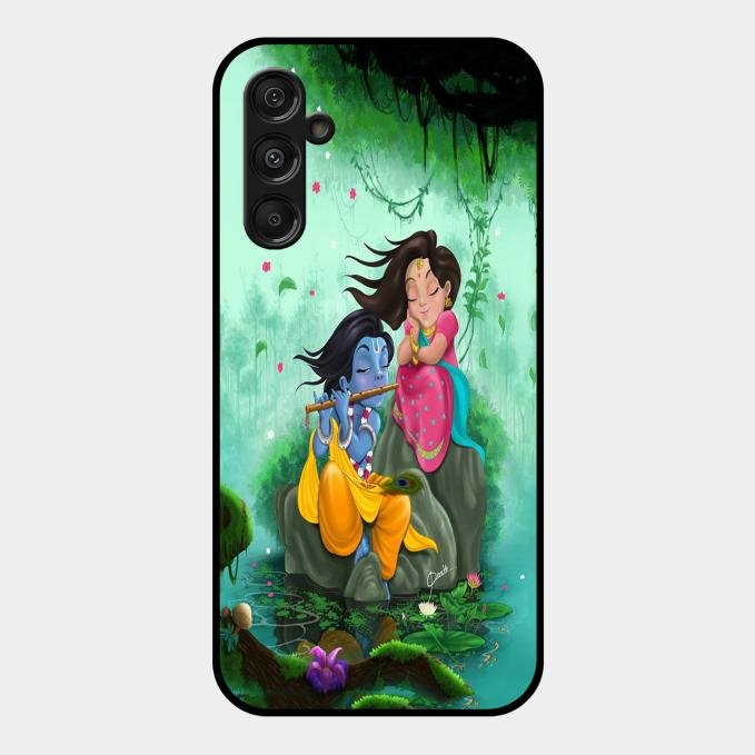 Divine Harmony Radha Krishna Glass Phone Case For Samsung Galaxy M34 5G