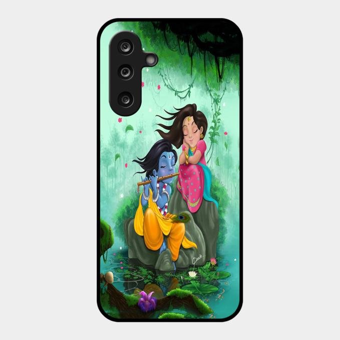 Divine Harmony Radha Krishna Glass Phone Case For Samsung Galaxy M55S 5G