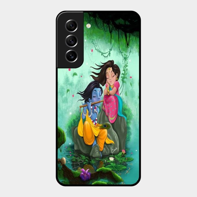 Divine Harmony Radha Krishna Glass Phone Case For Samsung Galaxy S21 Fe 5G