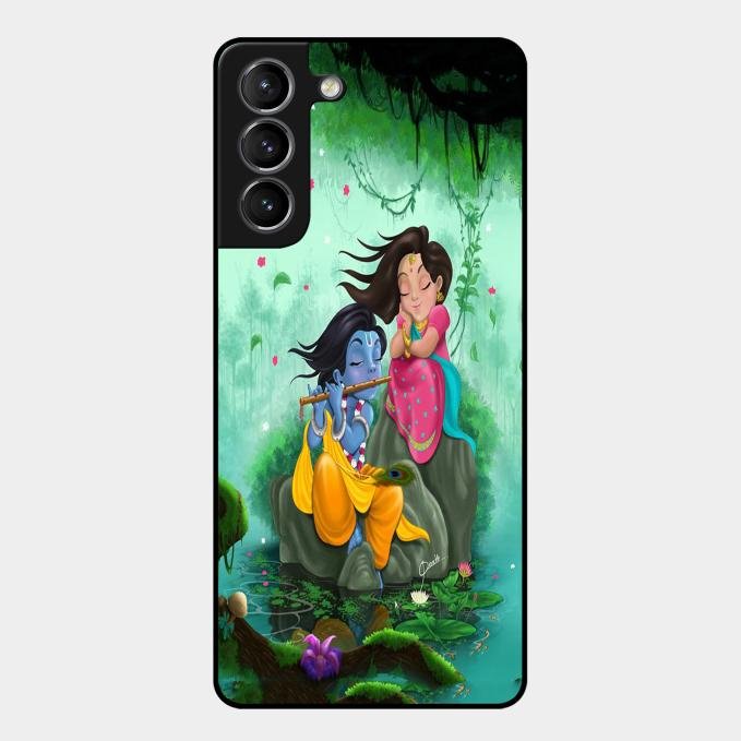 Divine Harmony Radha Krishna Glass Phone Case For Samsung Galaxy S21