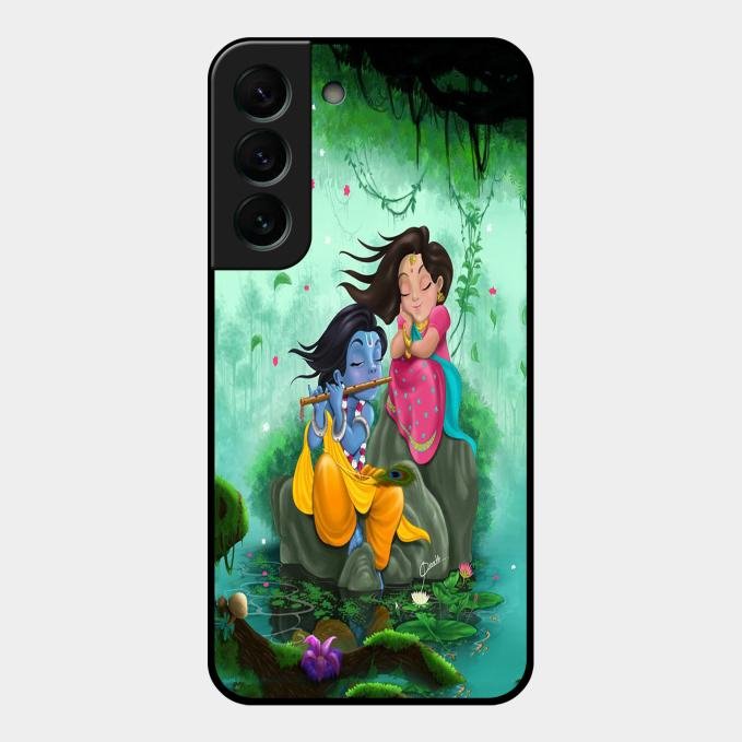 Divine Harmony Radha Krishna Glass Phone Case For Samsung Galaxy S22 Plus 5G