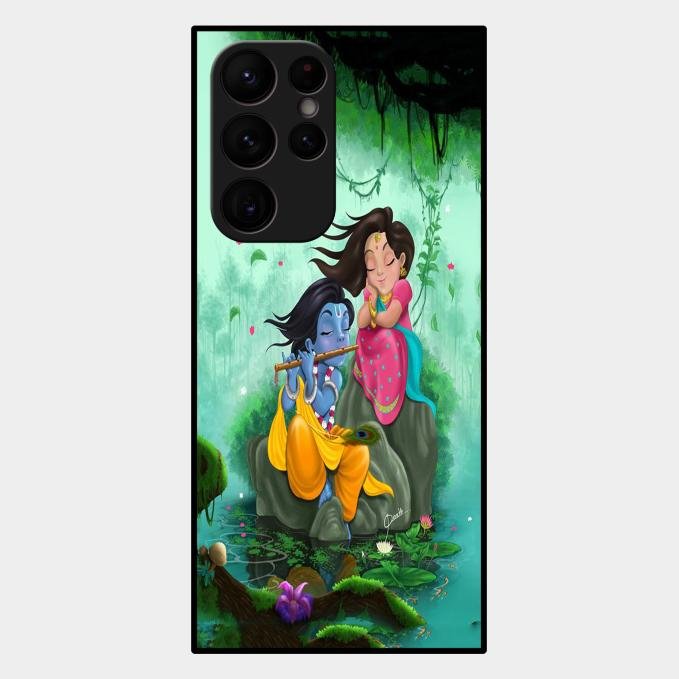 Divine Harmony Radha Krishna Glass Phone Case For Samsung Galaxy S22 Ultra 5G