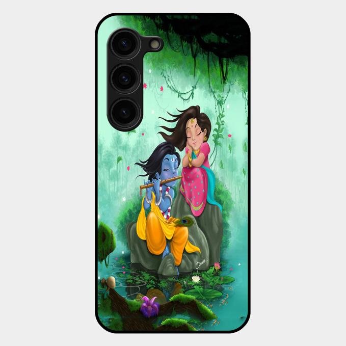 Divine Harmony Radha Krishna Glass Phone Case For Samsung Galaxy S23 Plus 5G