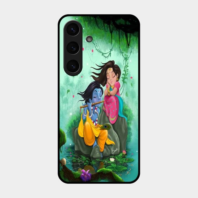 Divine Harmony Radha Krishna Glass Phone Case For Samsung Galaxy S24 5G