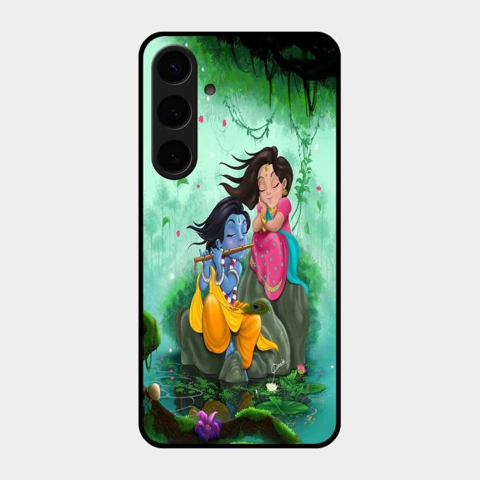 Divine Harmony Radha Krishna Glass Phone Case For Samsung Galaxy S24 Plus 5G