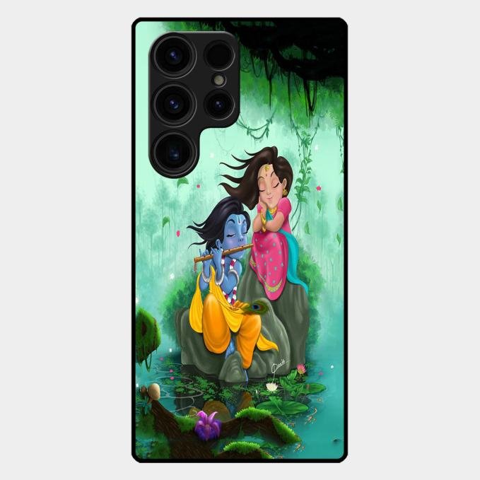 Divine Harmony Radha Krishna Glass Phone Case For Samsung Galaxy S24 Ultra 5G