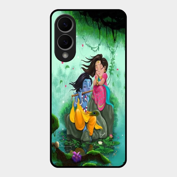Divine Harmony Radha Krishna Glass Phone Case For Samsung Galaxy S25 Edge 5G
