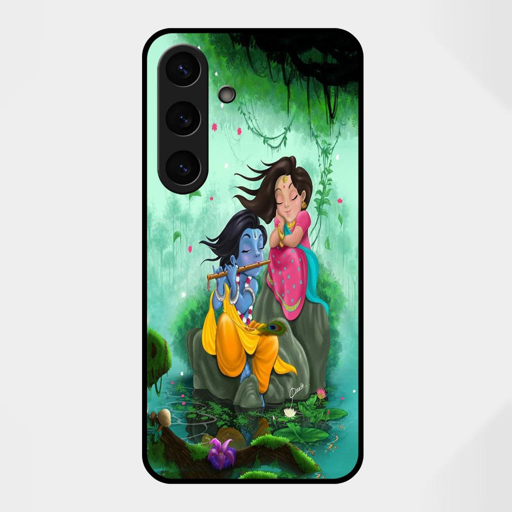 Divine Harmony Radha Krishna Glass Phone Case For Samsung Galaxy S25 FE 5G