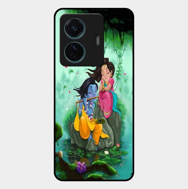Divine Harmony Radha Krishna Glass Phone Case For Vivo T1 Pro 5G