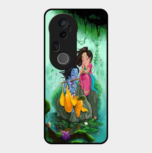 Divine Harmony Radha Krishna Glass Phone Case For Vivo T4 Ultra 5G