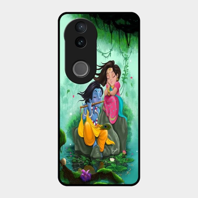 Divine Harmony Radha Krishna Glass Phone Case For Vivo T4R 5G