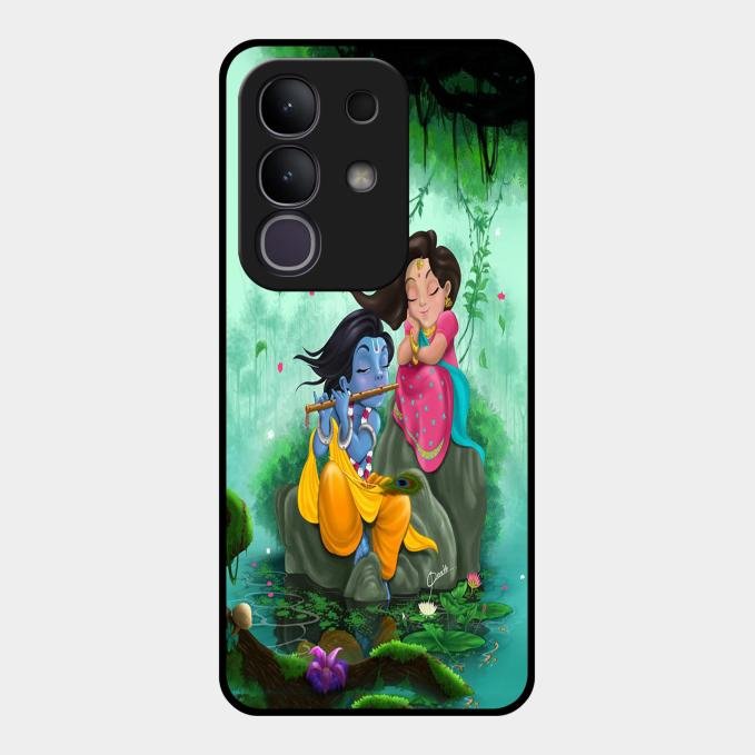 Divine Harmony Radha Krishna Glass Phone Case For Vivo T4X 5G