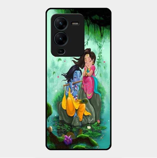 Divine Harmony Radha Krishna Glass Phone Case For Vivo V25 Pro 5G