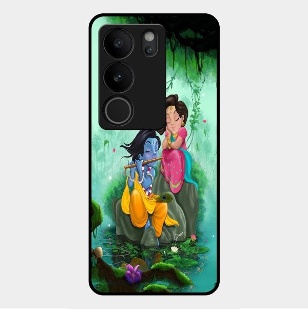 Divine Harmony Radha Krishna Glass Phone Case For Vivo V29 Pro 5G