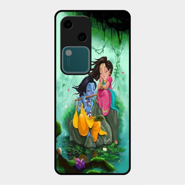 Divine Harmony Radha Krishna Glass Phone Case For Vivo V30 5G