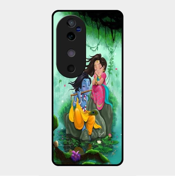 Divine Harmony Radha Krishna Glass Phone Case For Vivo V40 5G