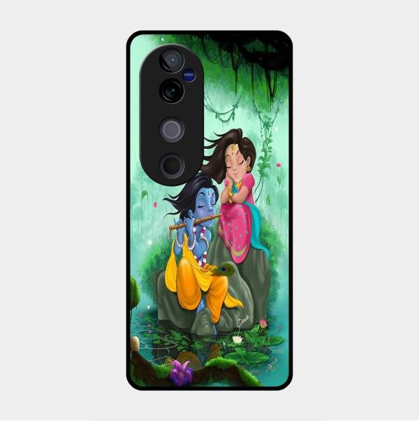 Divine Harmony Radha Krishna Glass Phone Case For Vivo V40 Pro 5G