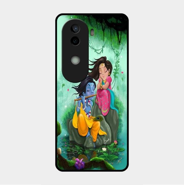 Divine Harmony Radha Krishna Glass Phone Case For Vivo V40E 5G