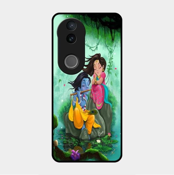 Divine Harmony Radha Krishna Glass Phone Case For Vivo V50E 5G