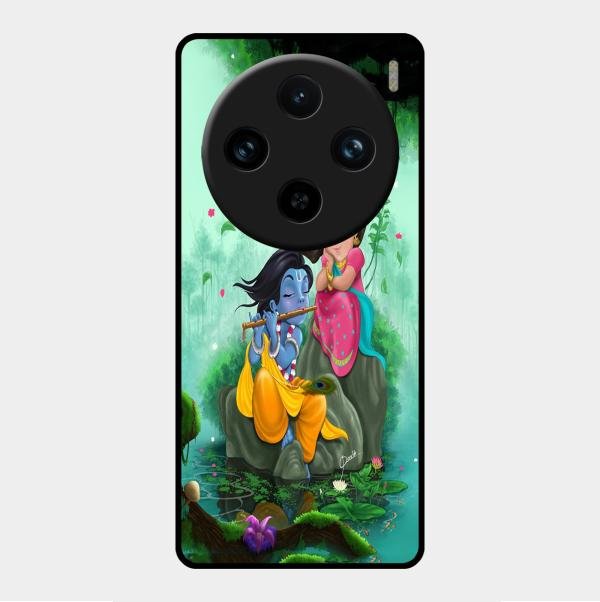 Divine Harmony Radha Krishna Glass Phone Case For Vivo X100 Pro 5G