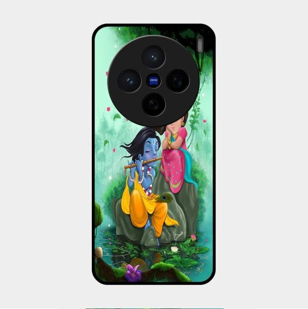 Divine Harmony Radha Krishna Glass Phone Case For Vivo X200 5G