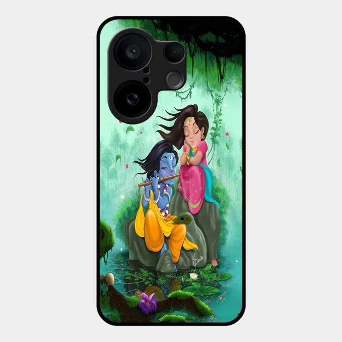 Divine Harmony Radha Krishna Glass Phone Case For Vivo X200 Fe 5G