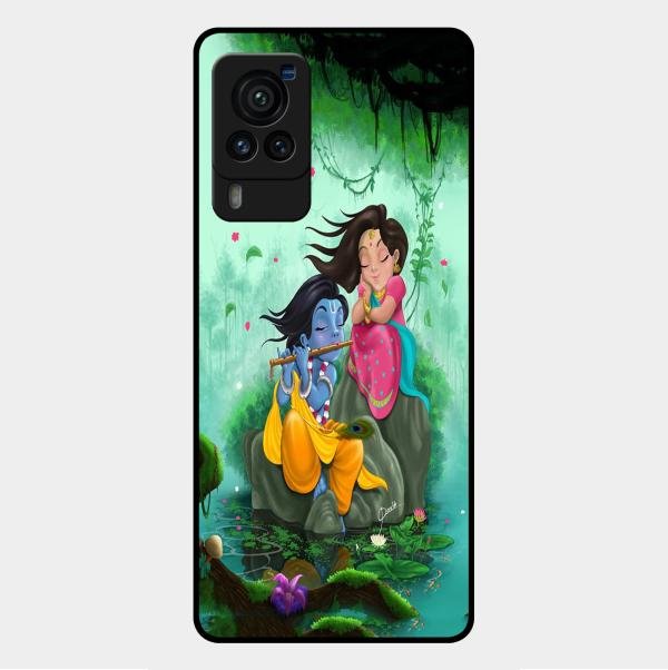 Divine Harmony Radha Krishna Glass Phone Case For Vivo X60 Pro 5G