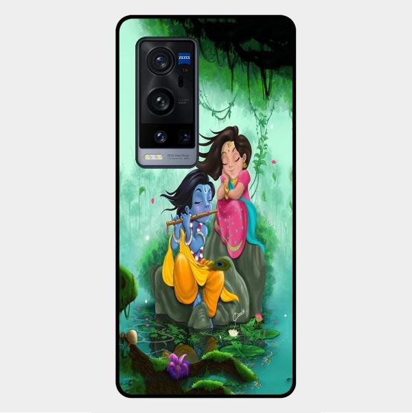 Divine Harmony Radha Krishna Glass Phone Case For Vivo X60 Pro Plus 5G