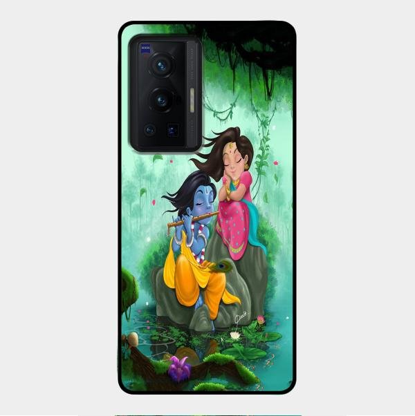Divine Harmony Radha Krishna Glass Phone Case For Vivo X70 Pro 5G