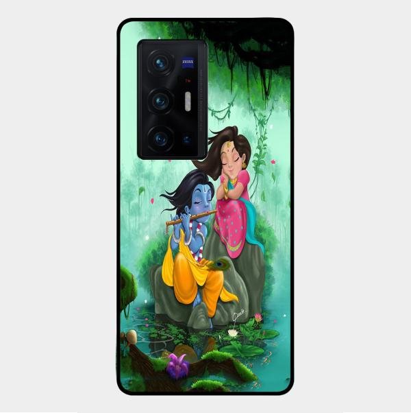 Divine Harmony Radha Krishna Glass Phone Case For Vivo X70 Pro Plus 5G