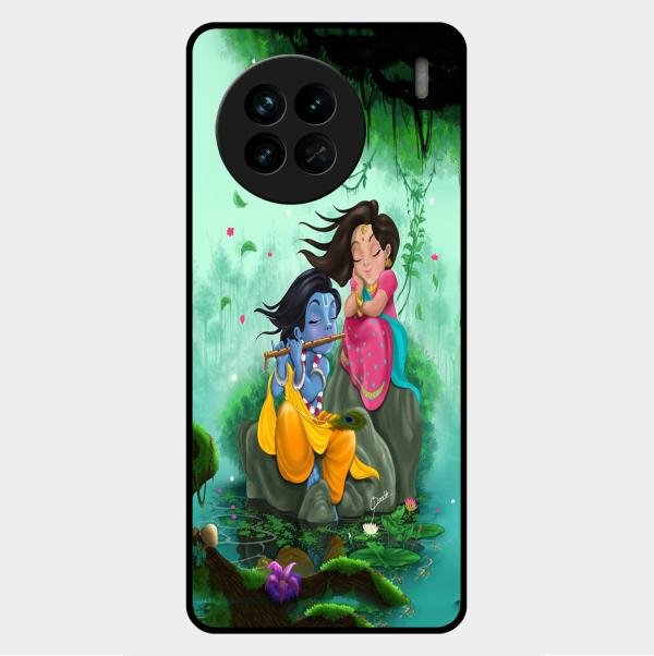 Divine Harmony Radha Krishna Glass Phone Case For Vivo X90 5G