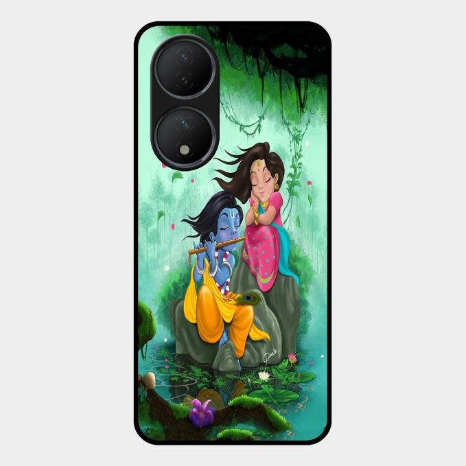 Divine Harmony Radha Krishna Glass Phone Case For Vivo Y100A 5G