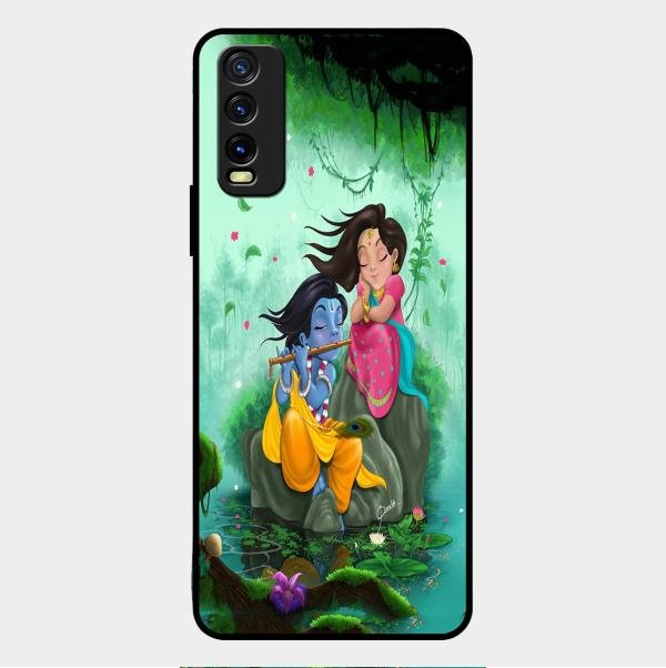 Divine Harmony Radha Krishna Glass Phone Case For Vivo Y12G