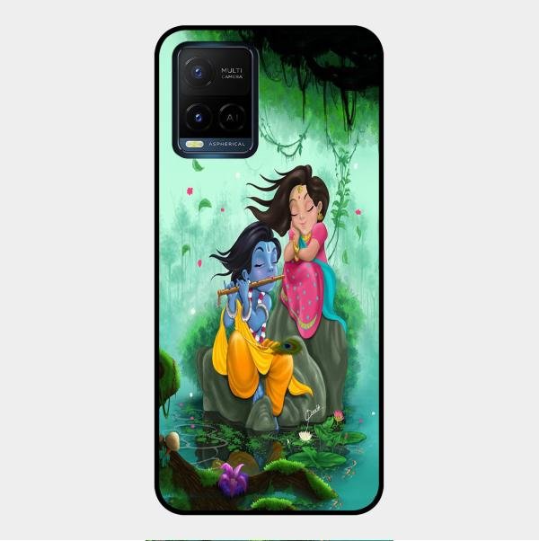 Divine Harmony Radha Krishna Glass Phone Case For Vivo Y21