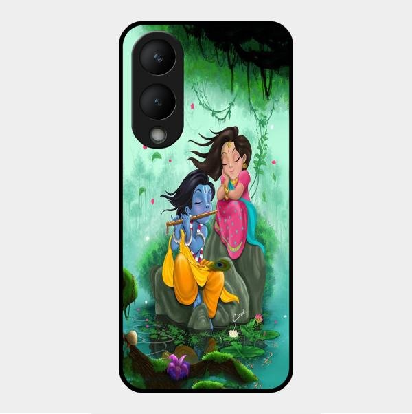 Divine Harmony Radha Krishna Glass Phone Case For Vivo Y28 5G