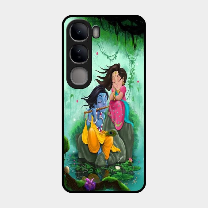 Divine Harmony Radha Krishna Glass Phone Case For Vivo Y300 5G