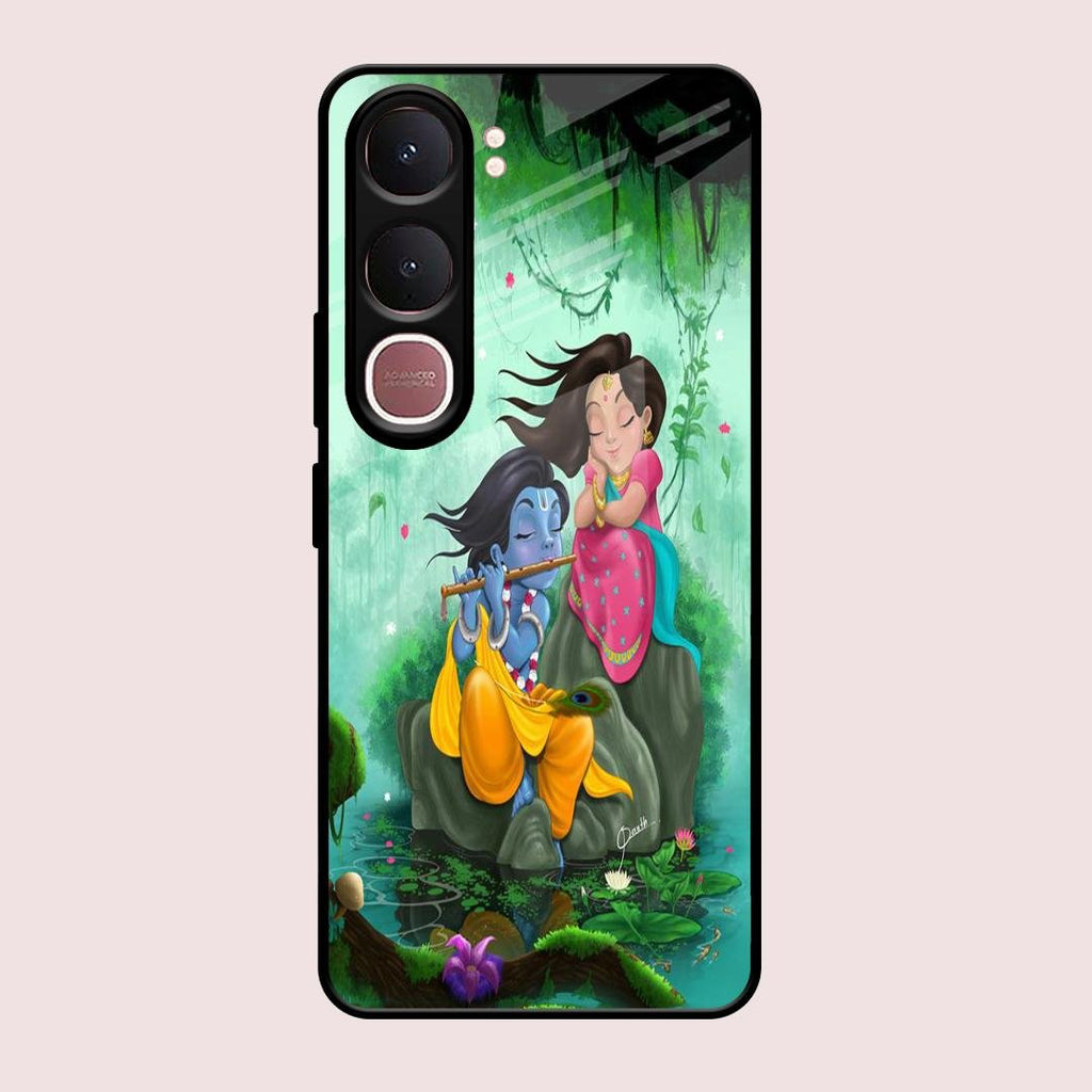 Divine Harmony Radha Krishna Glass Phone Case For Vivo Y31 5G