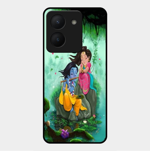Divine Harmony Radha Krishna Glass Phone Case For Vivo Y36