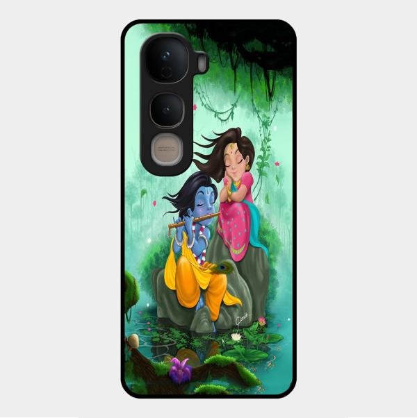 Divine Harmony Radha Krishna Glass Phone Case For Vivo Y400 5G