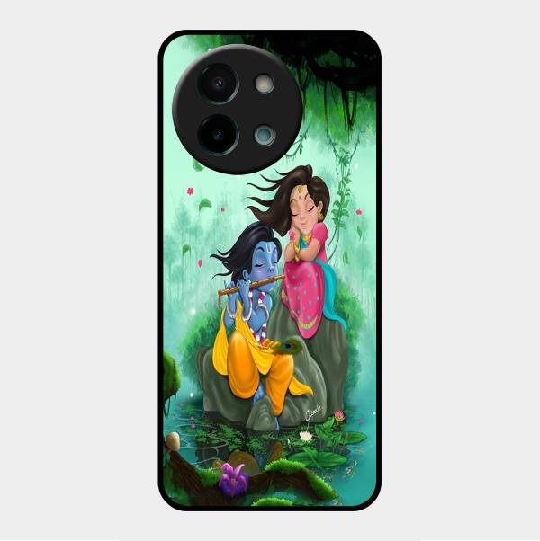 Divine Harmony Radha Krishna Glass Phone Case For Vivo Y58 5G