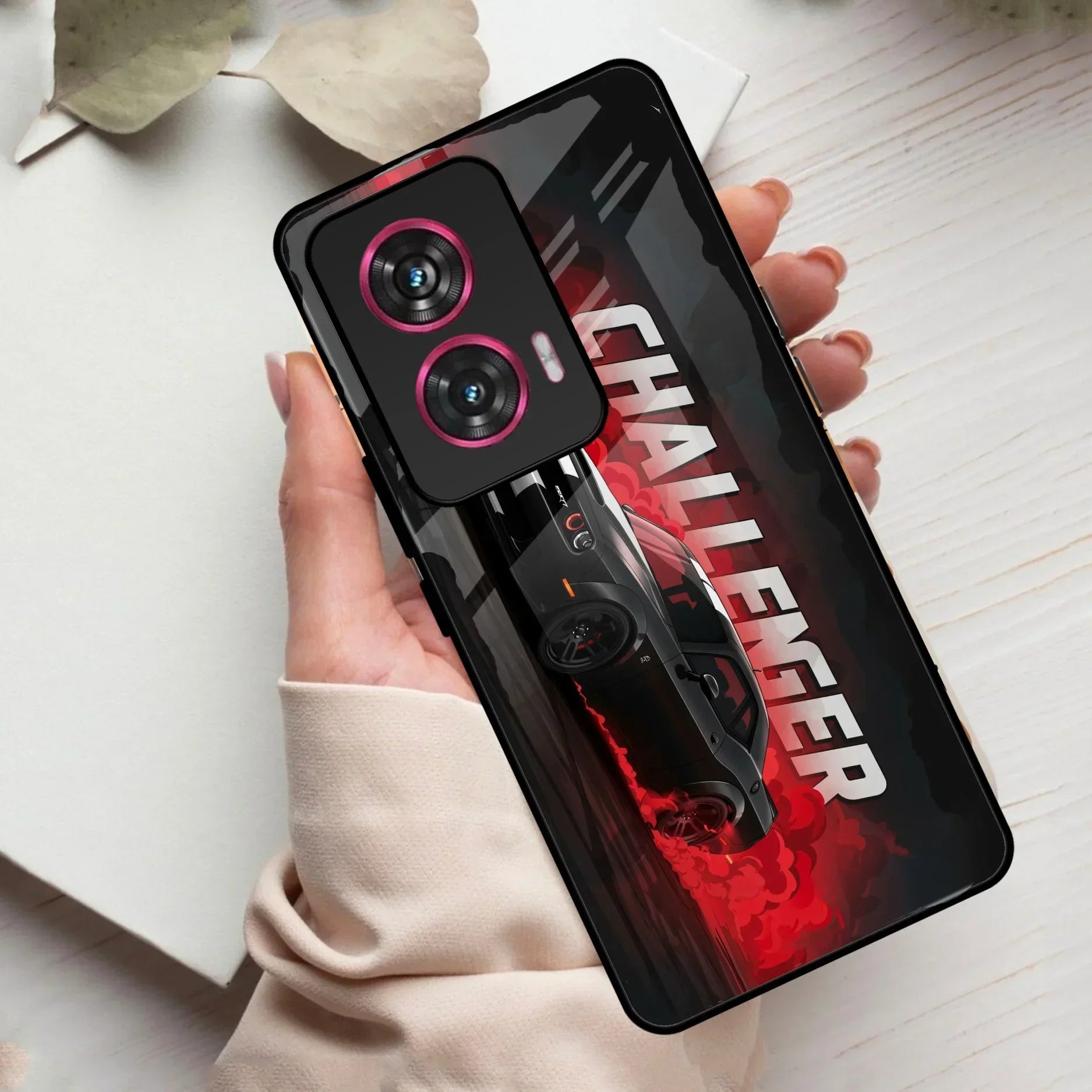 Dodge Challenger Glass Case Cover For Motorola - ShopOnCliQ